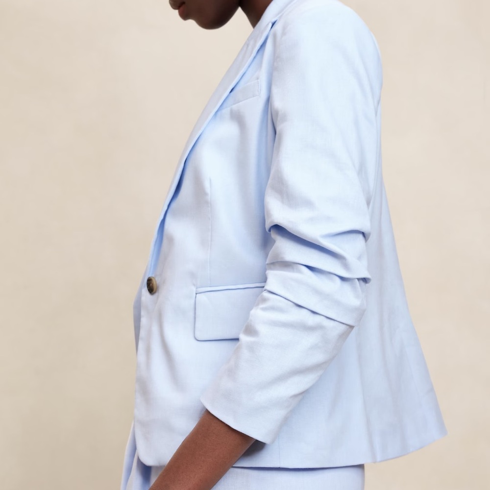 Banana Republic outlet LINEN-BLEND RUCHED-SLEEVE BLAZER